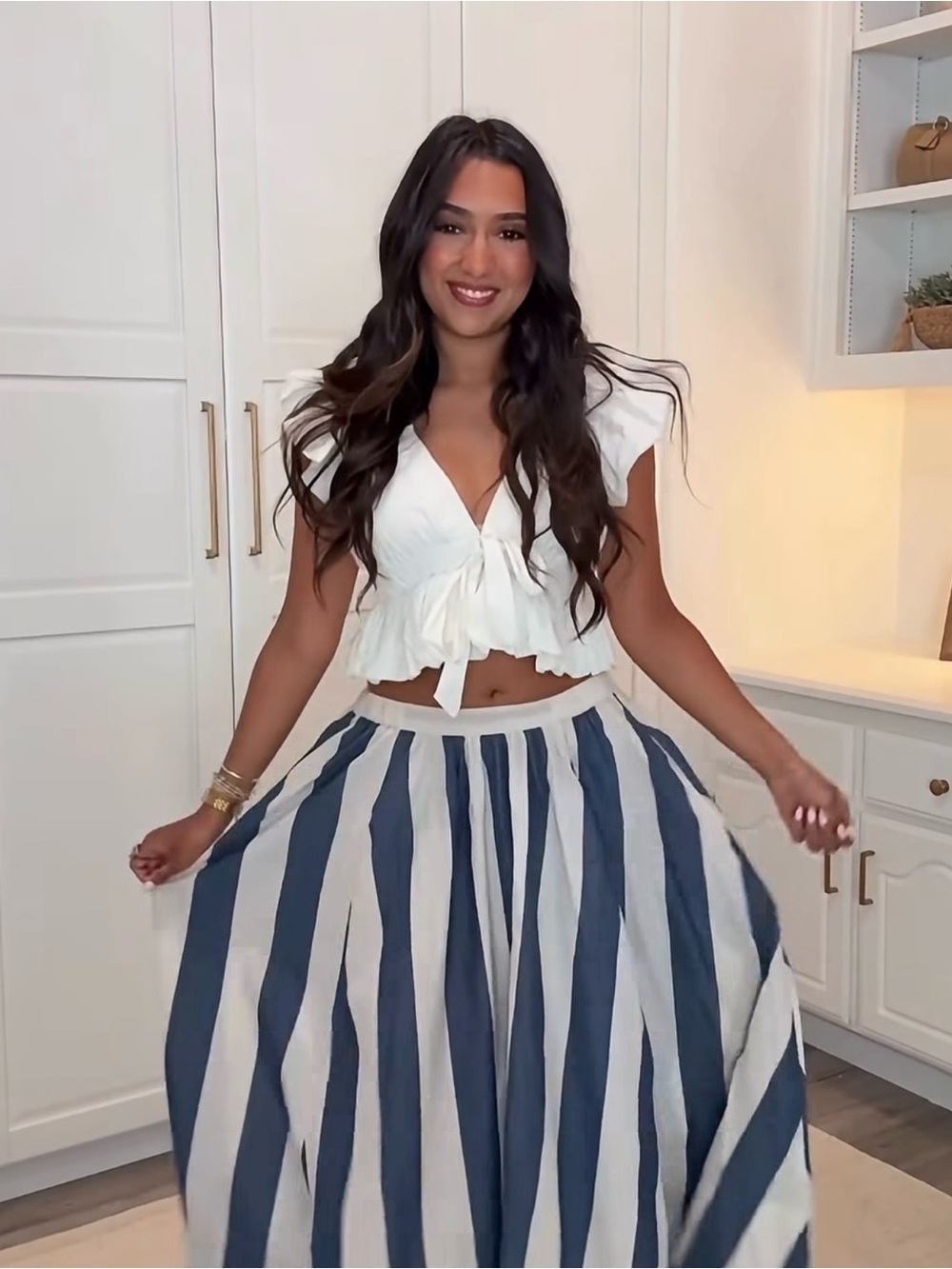 White Front Ruffled Crop Top - Picture 3 of 5